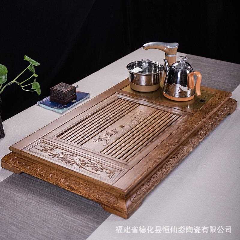 新款直销鸡翅木茶盘带电磁炉四合一整套大号实木茶台茶海家用功夫