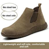 无钢底男式 透气 劳动保护鞋 防烫 防臭钢头 焊接牛皮 无钢头