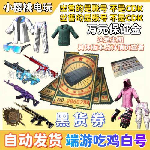 PUBG黑货票券账号绝地求生吃鸡端游成长皮肤布保时捷女团自抽账号
