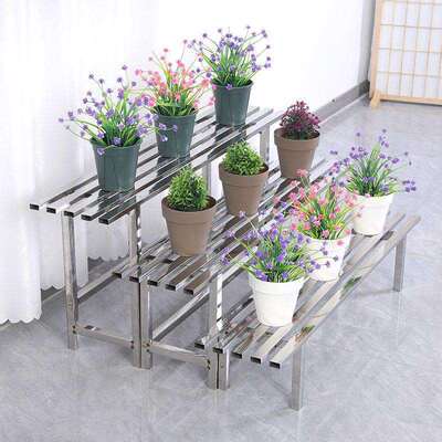 不锈钢花架阳物台铁置架阶梯UHT落地多层户外多肉绿萝艺花式盆架