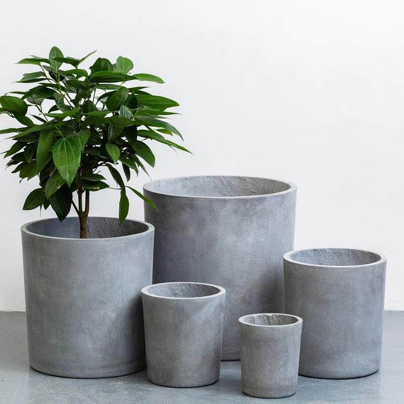 现代简约圆柱形花盆创意家具客厅装饰花盆室内落地可移动花盆摆件