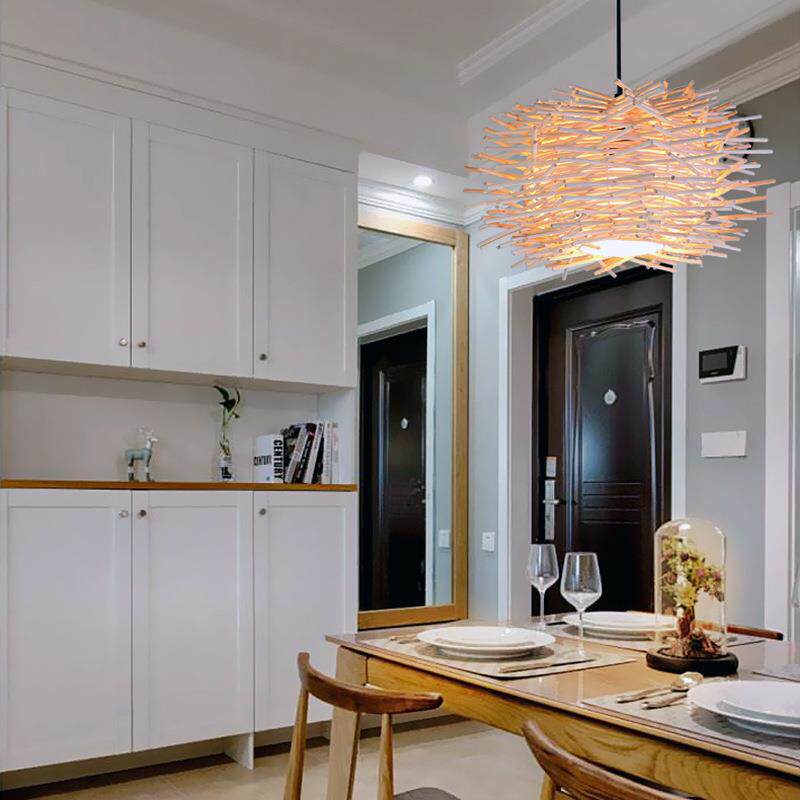 吊灯中山灯具创意手工编织藤艺鸟巢民俗农家乐日式东南亚风格吊灯