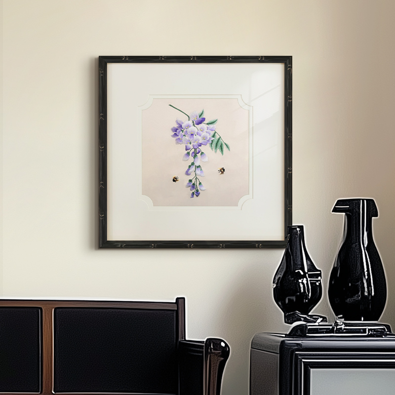 中古风新款苏绣刺绣装饰画客厅斗柜卧室床头挂画东方美学艺术挂画图片