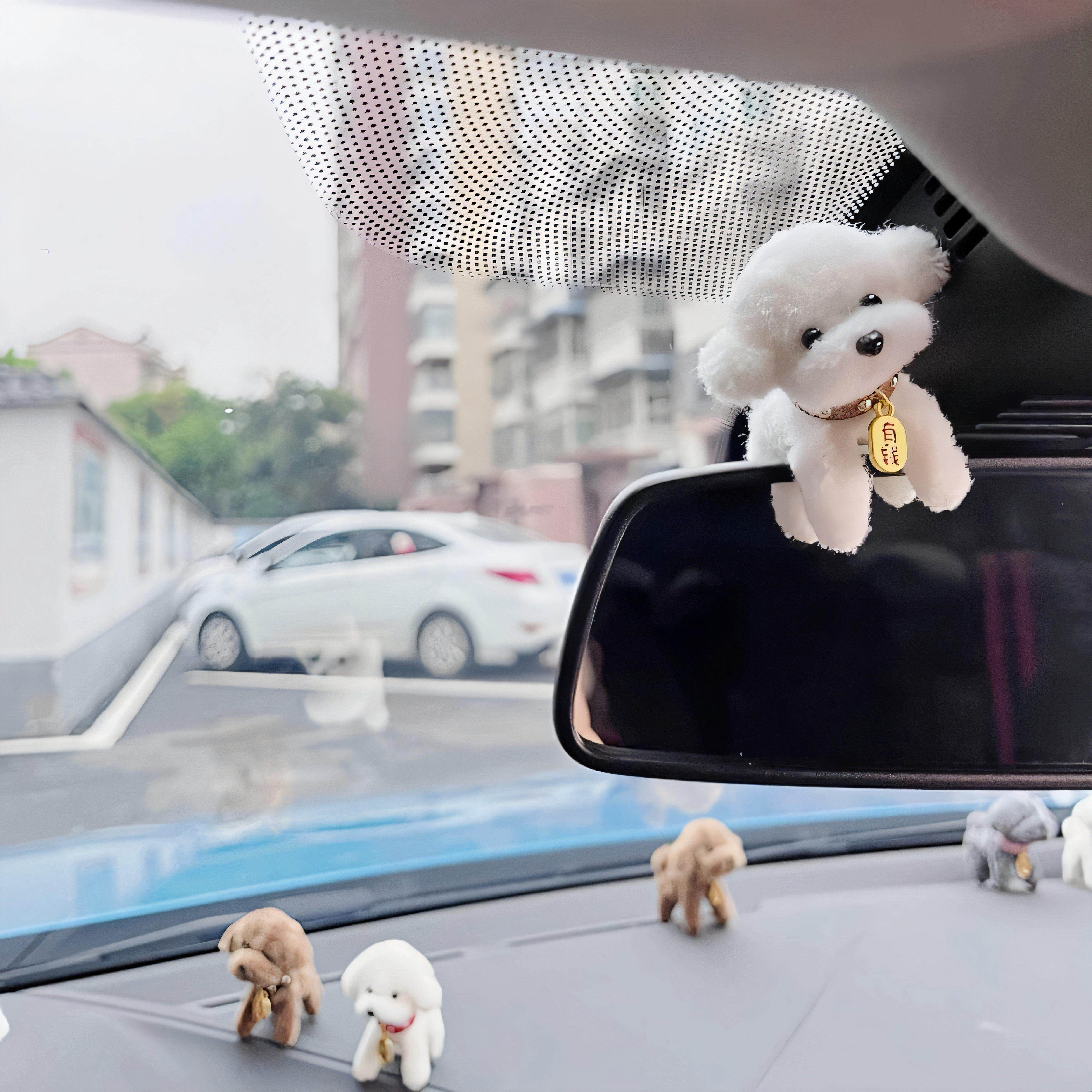 泰迪比熊小狗原创汽车摆件车载中控台显示屏幕装饰后照镜内饰礼物