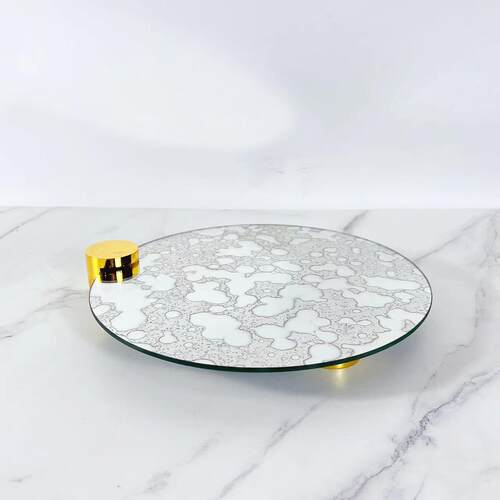 欧式现代简约锈面镜面托盘摆盘摆件样板房售楼处软装饰品摆设