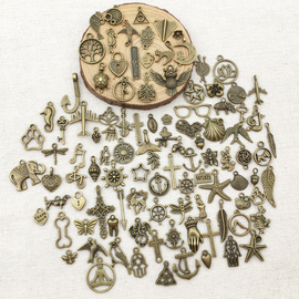 各种款式合金颈链手链，diy饰品配件古青铜，挂件随机100个