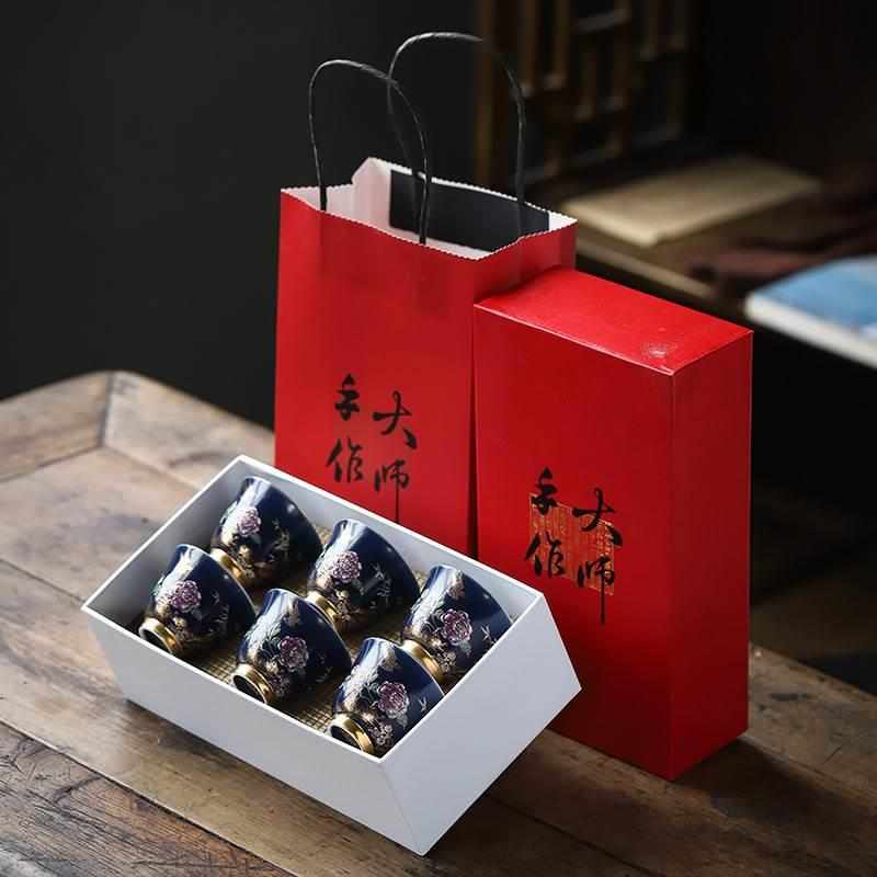 彩绘珐琅彩茶杯瓷杯反口主人杯单杯功夫茶具套装陶瓷品茗杯