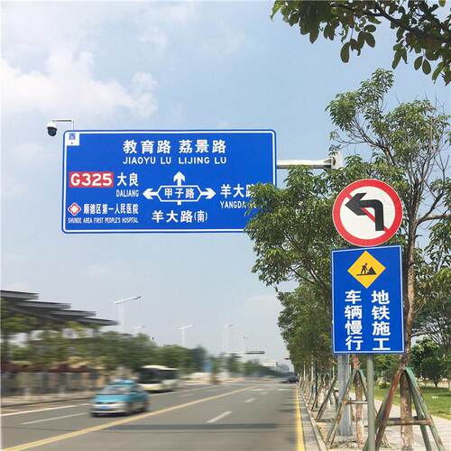 交通指示牌F杆双悬臂生产厂家 道路交通安全标志杆热镀锌双悬臂杆