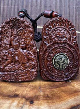 雷木赵公明财神 创意 吊坠 雷牌 雷枣木 财神吊坠 武财神挂件