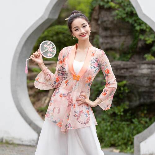 广场舞改良汉服古典舞舞台演出服中国风古典舞广场舞超宽松练功服