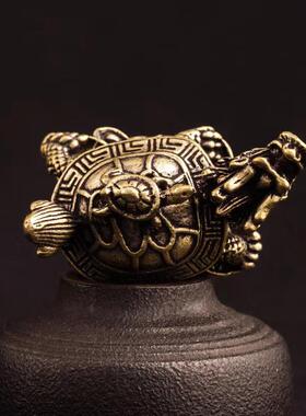 直销新款黄铜龙龟摆件龙头子母龟家居客厅办公桌面装饰工艺品开业