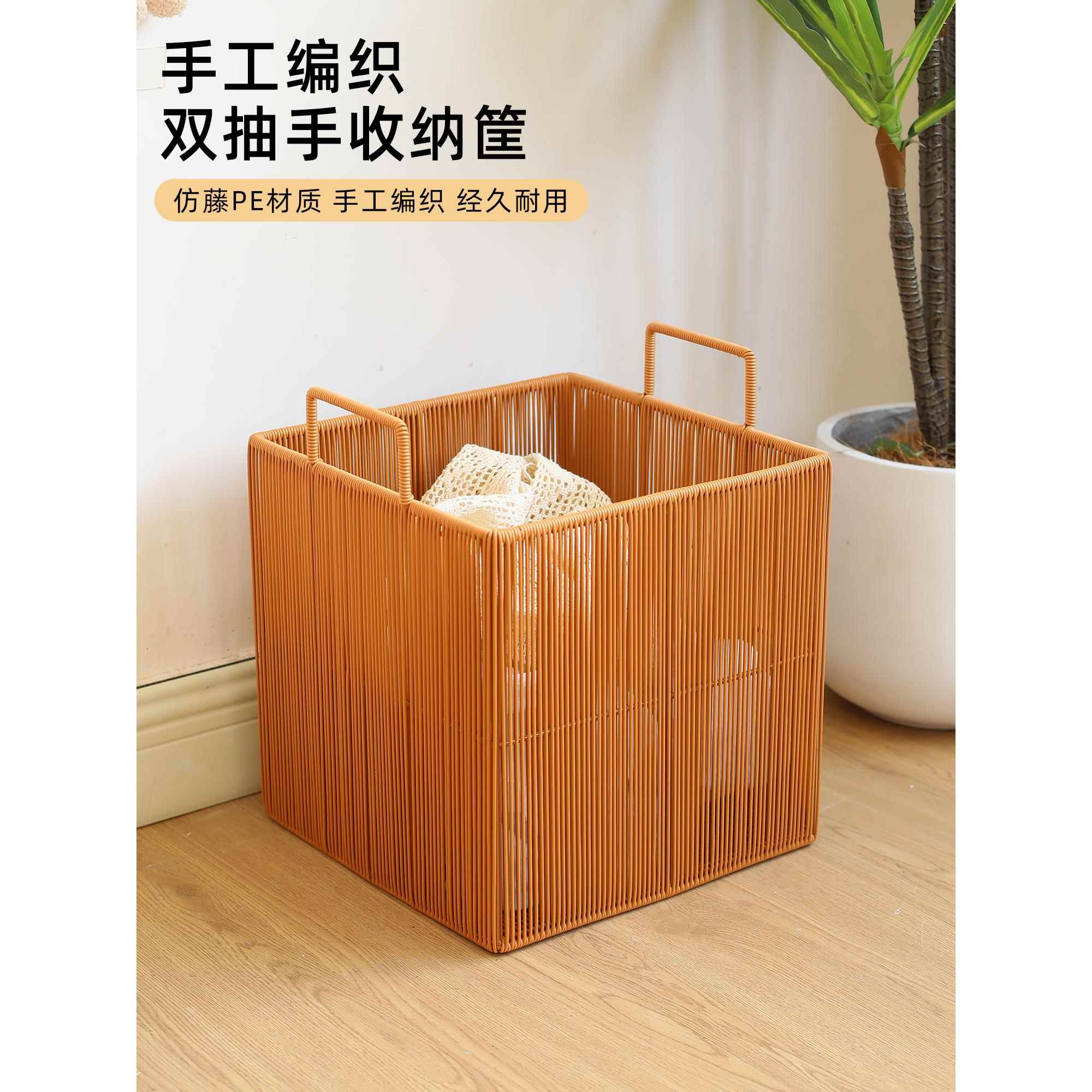 新款脏衣篓仿藤编化妆室浴室装脏衣服收纳筐家用脏衣篮洗衣篮子