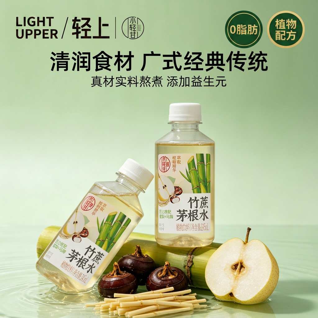 轻上竹蔗茅根水甘蔗汁马蹄水0脂肪植物饮料果蔬汁健康饮品