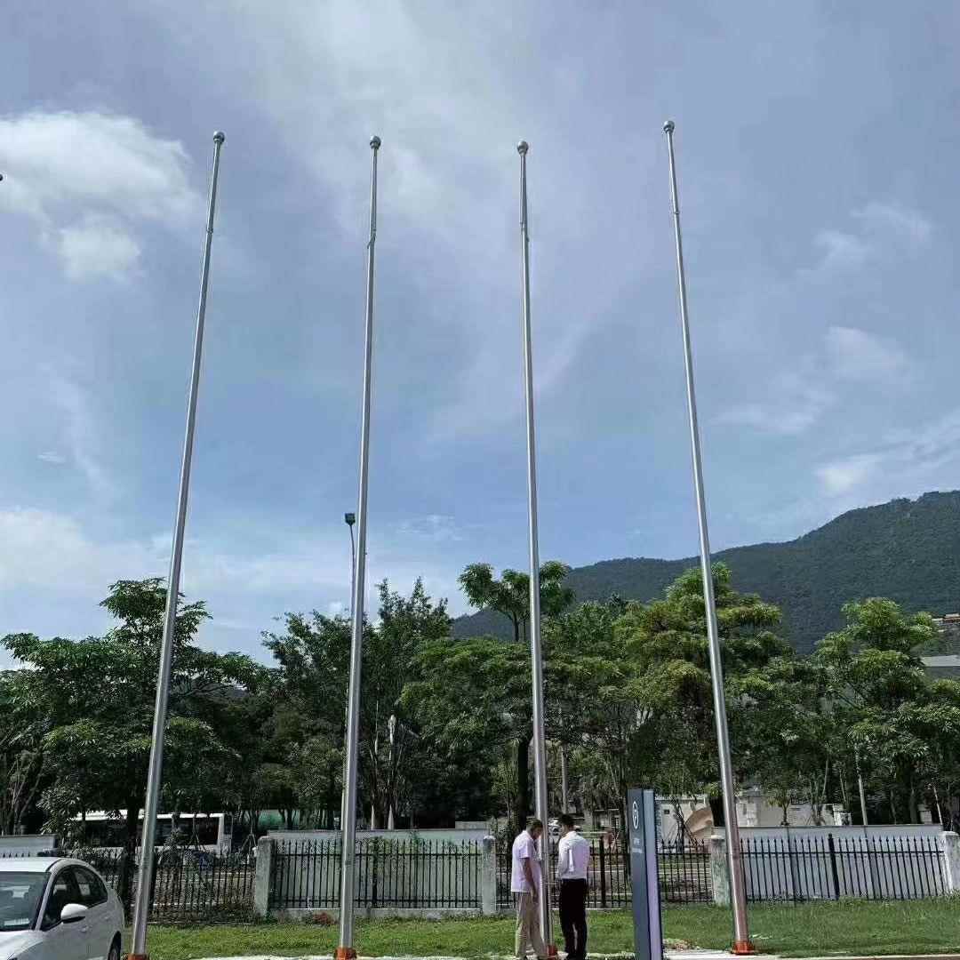 不锈钢升旗旗杆抗风性能强酒店学校使用范围广耐腐蚀6-30米可选