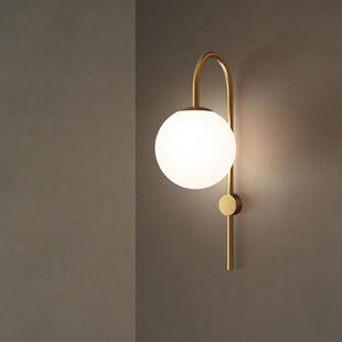 北欧卧室壁灯床头灯个性 魔豆玻璃墙壁灯创意过道楼梯客厅全铜壁灯