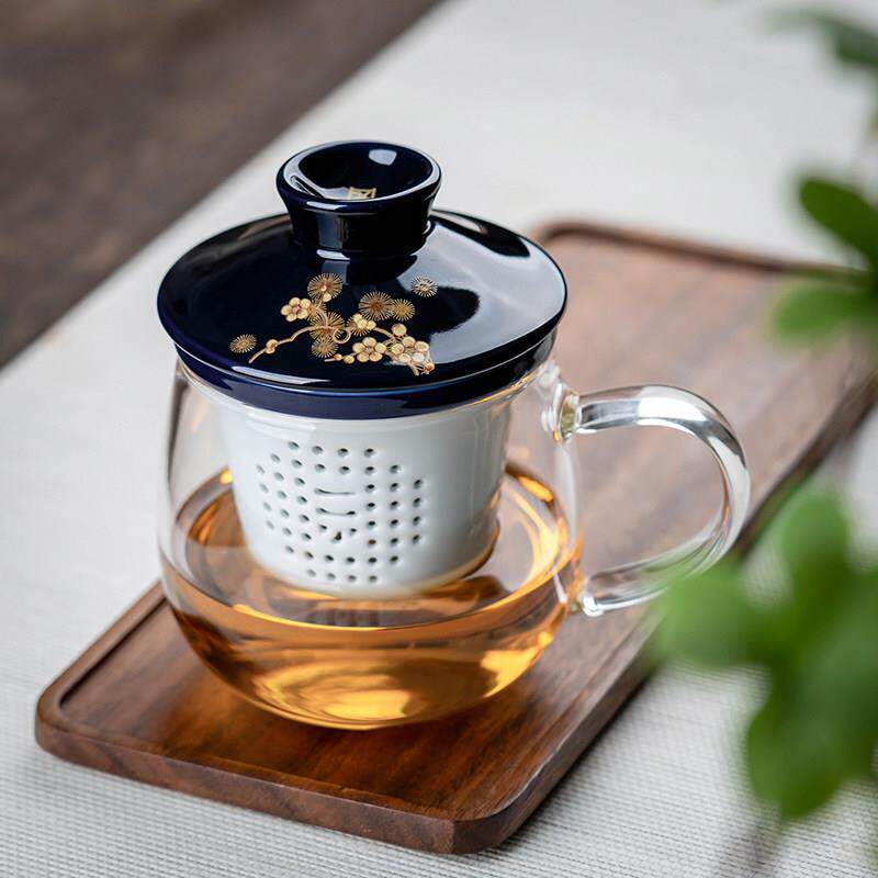 茶杯瓷带盖过滤陶耐热玻璃带把茶杯YYT018-1功杯夫茶杯一园茶公具