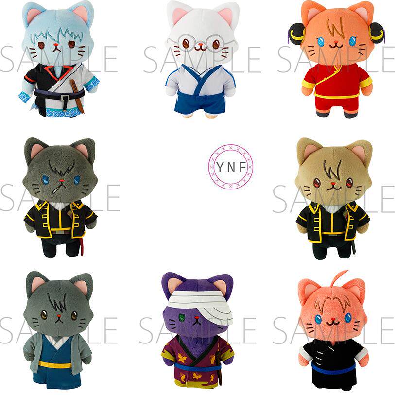 日本正版MOVIC银魂周边withCAT眼罩猫咪卡通毛绒公仔挂件银时