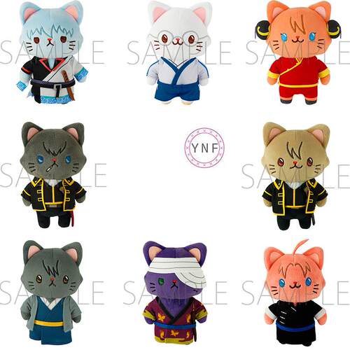日本正版MOVIC银魂周边withCAT眼罩猫咪卡通动漫毛绒公仔挂件银时