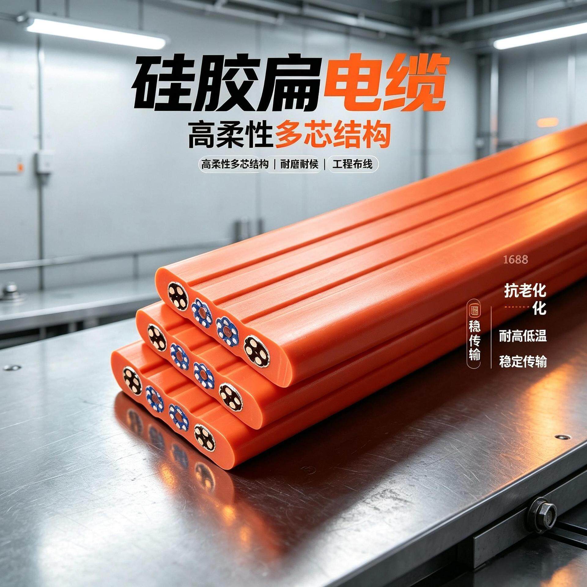 YGGB硅橡胶耐温扁平电缆线行车专用扁电缆柔耐弯折绝缘电缆