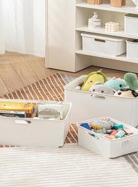 收纳箱家用收纳带盖带滚轮子储物盒塑料筐纯白色衣柜可叠加整理箱