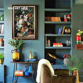 手绘油画古典静物花卉 玄关画新古典奢华别墅客厅过道定制挂画