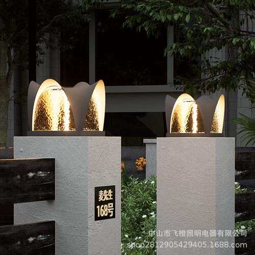 太阳能柱头灯户外防水庭院灯围墙灯室外草坪灯乡村别墅柱子门头灯