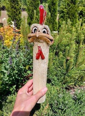 Funny Garden Hidden Chicken/Ostrich Statue Decor Liven Up