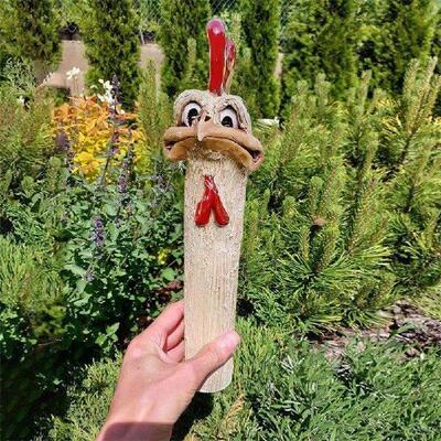 Funny Garden Hidden Chicken/Ostrich Statue Decor Liven Up