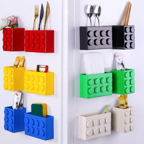 Cute Magnetic Building Block Storage Rack for Kitchen Refrig