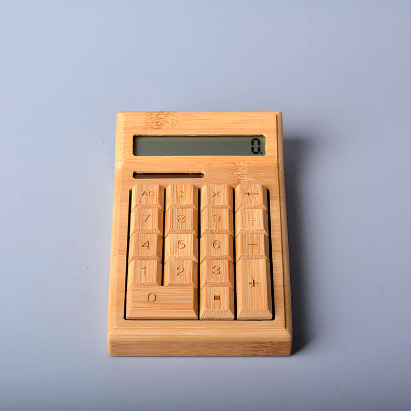 竹制太阳能计算器可爱 环保古朴实木竹子制品财务办公文具创意