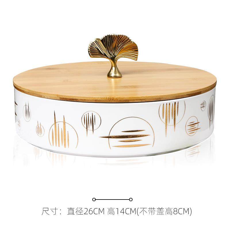 高档双层多层陶瓷干果子零访食托盘新年糖果石坚果盒隔间和盖大理