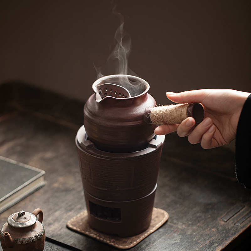 罐陶罐大容量火烤围炉茶壶碳煮茶装罐套家用炉壶茶罐奶茶明烤