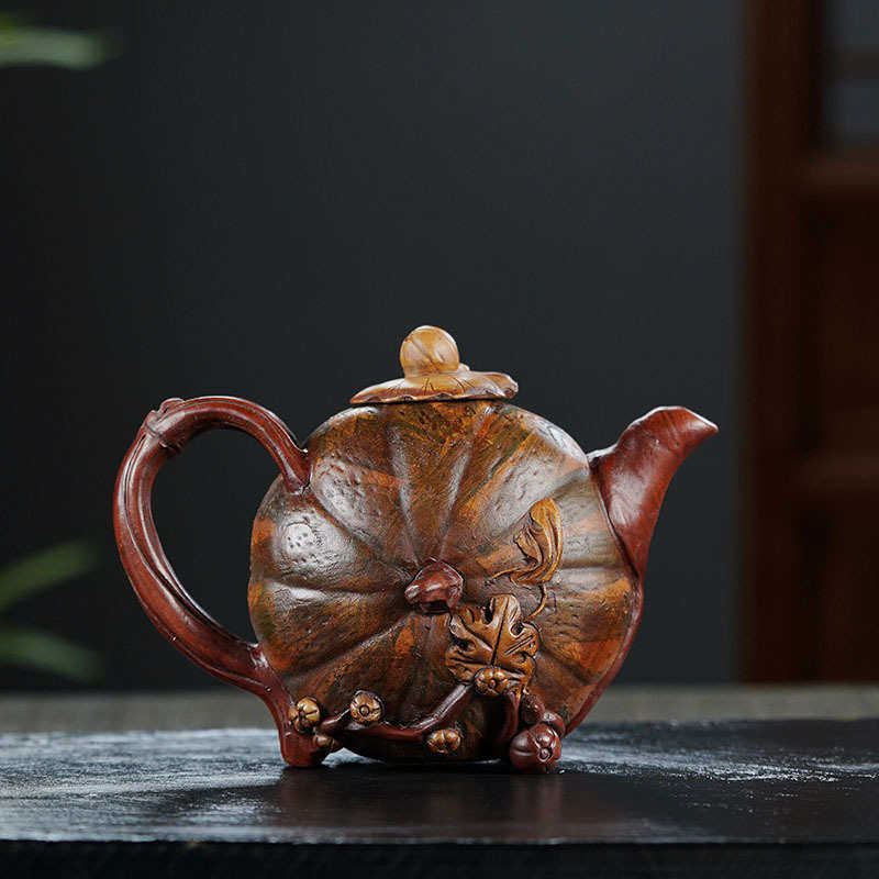 宜兴防老紫砂壶早期老一厂纯全手工紫砂南瓜多子多福壶粉彩茶壶厂,餐饮具,茶壶,淘宝优惠券,粉丝福利购,淘宝优惠卷