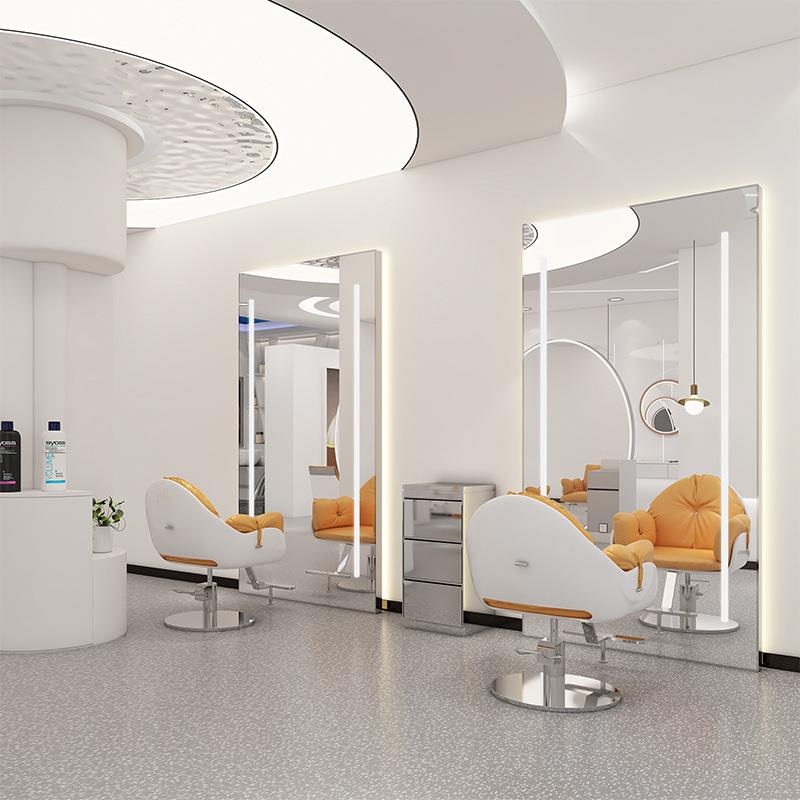 美发镜发专用挂墙带灯长剪镜长方廊美发店烫XRG染子发镜正圆理发