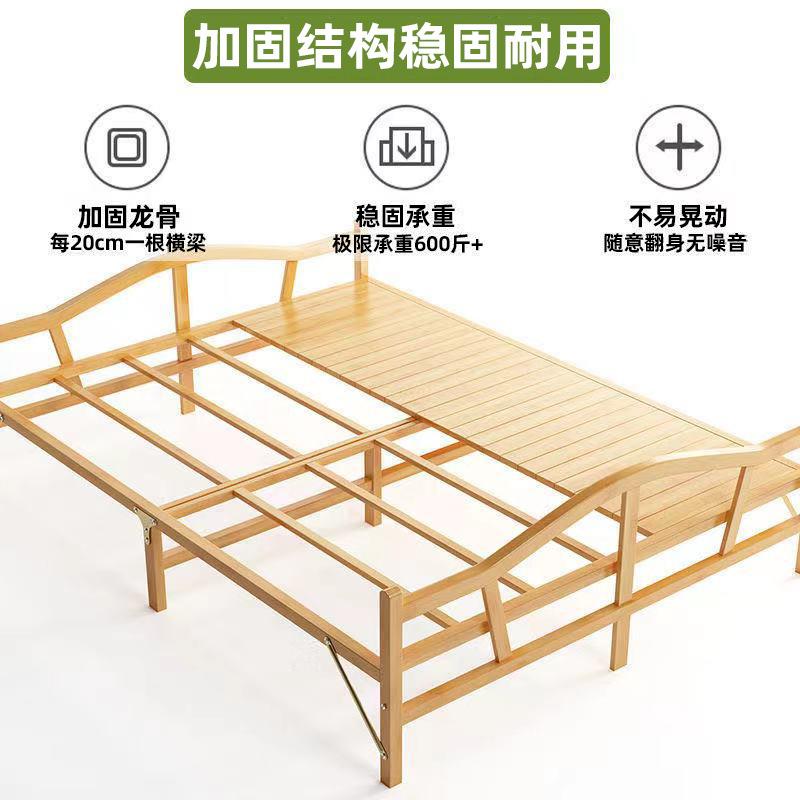 竹床折叠床双人单人午休午睡床简易床实木家用竹子床便携可折叠