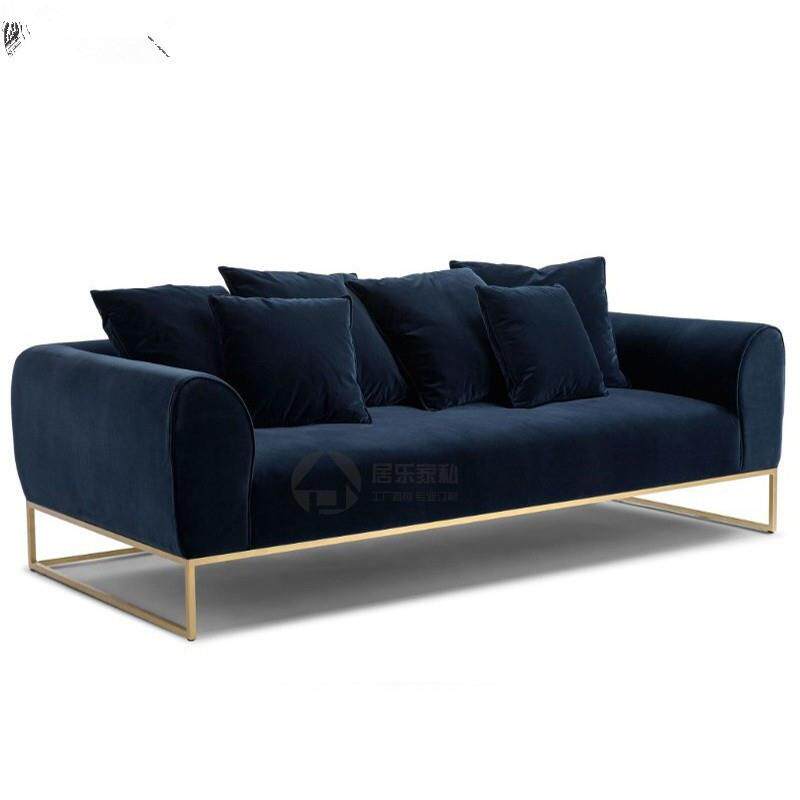 北欧风格布艺时尚沙发客厅美式复古创意三人沙发简约现代金属沙发