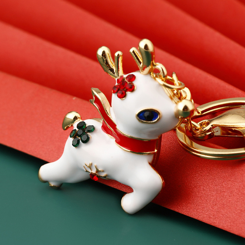 圣诞节礼物麋鹿汽车钥匙扣金属可爱女包挂件钥匙链圈创意礼品