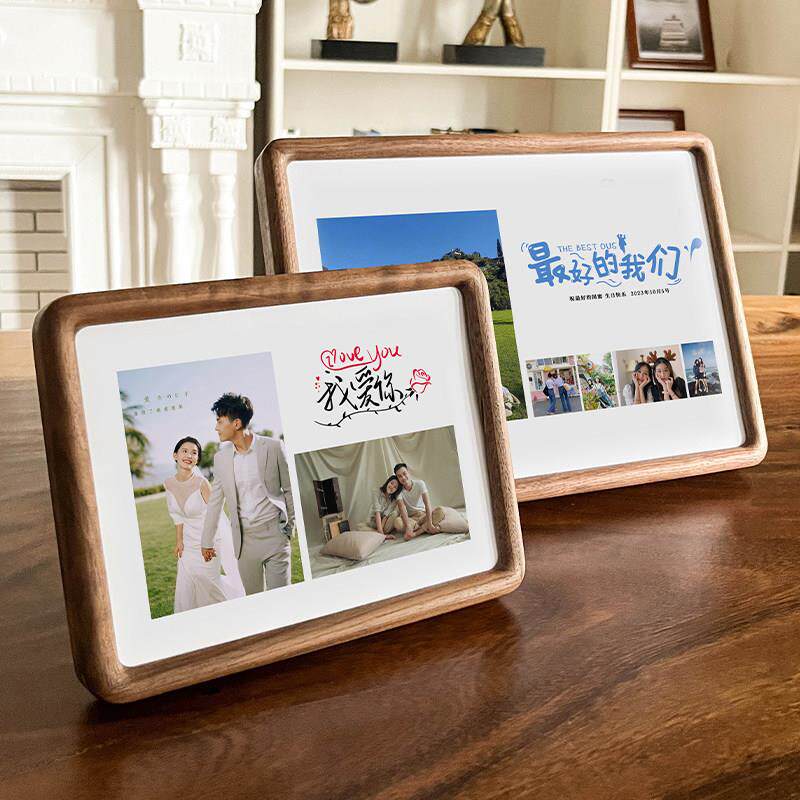 简约创意主题情侣照片儿童成长夫妻结婚礼物周年纪念实木相框摆台