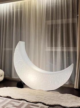月亮落地灯椅网红厅卧室设躺计师可坐人氛创意75495围户外客庭院
