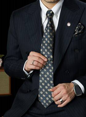 复古仿拉链领带男免打结西装商务风正装灰色腰果新郎结婚礼1009r