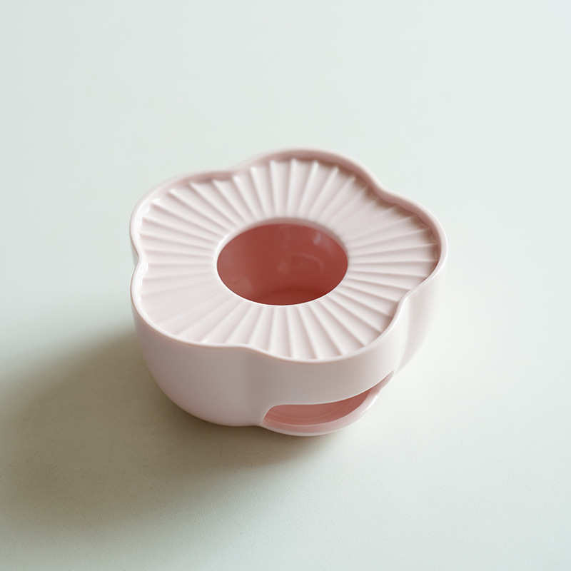 桃粉釉捏花烛火温茶炉暖茶炉蜡烛明火加热底座玻璃温茶器茶壶