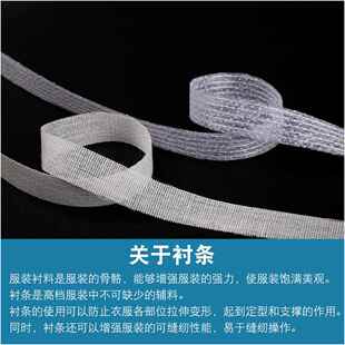 DIY辅料手工双面羊绒大衣专用定型嵌条白色0.8cm宽度衬布条牵带
