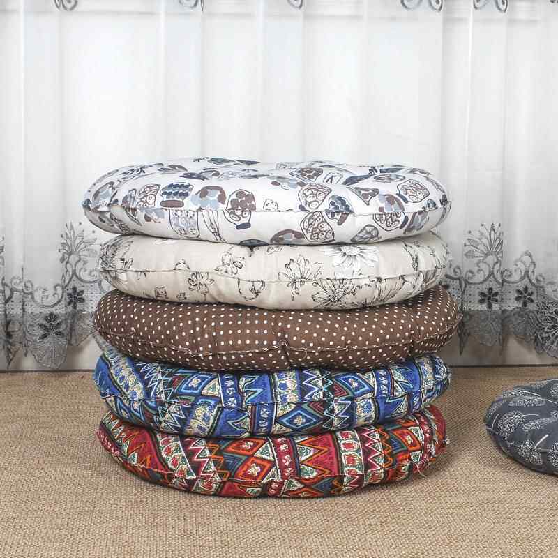 新款直销棉麻蒲团坐垫 圆形加大厚 印花地板沙发餐椅阳台坐垫