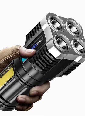 跨境新款cob侧灯多功能强光手电筒 户外led便携家用USB充电手电筒