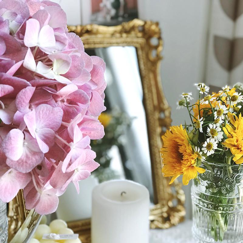 ins欧式复古金色树脂雕花镜子浴室卫生间壁挂玄关镜过道客厅墙面