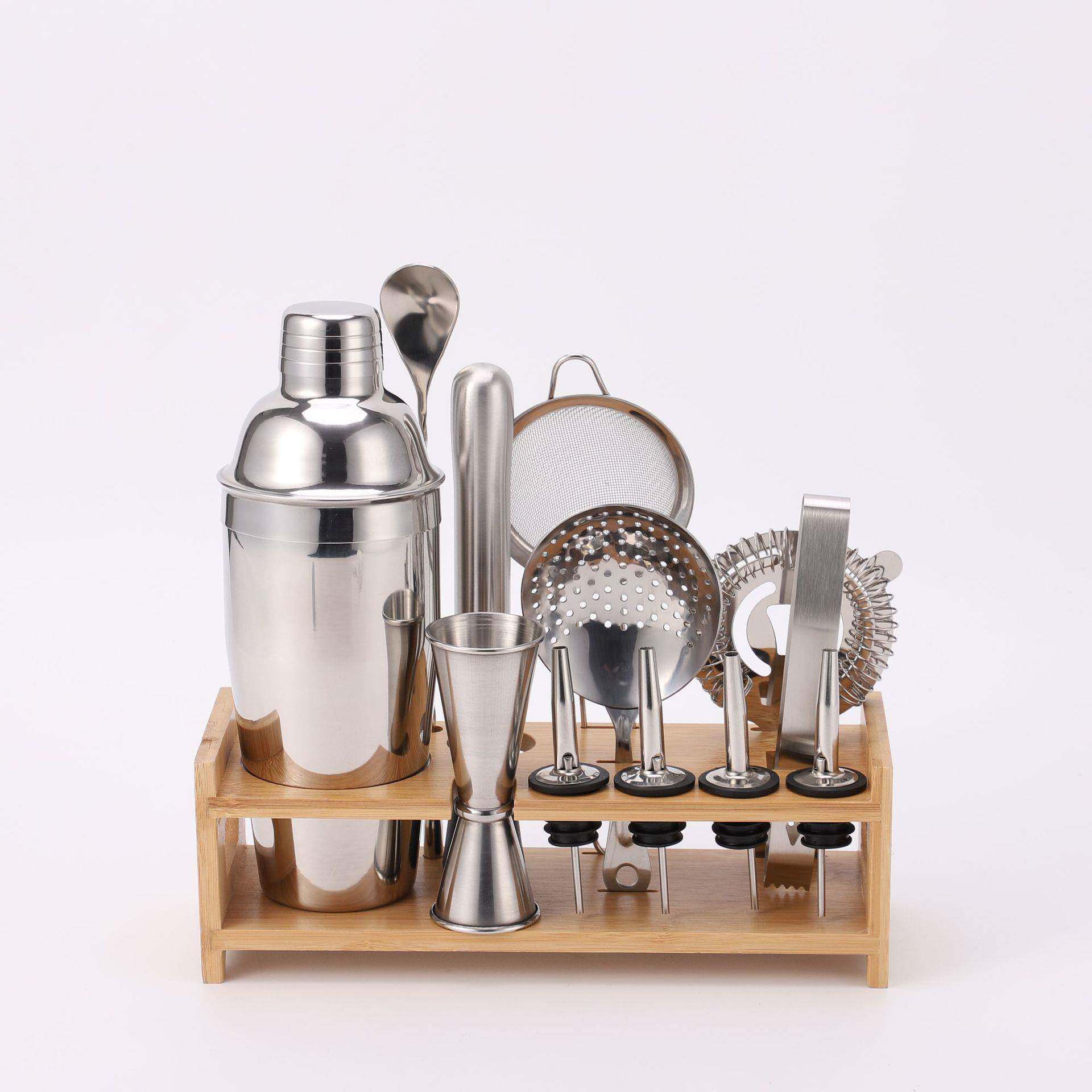 鸡尾酒摇酒壶金属不锈钢手摇调酒工具雪克壶酒吧调酒器套装