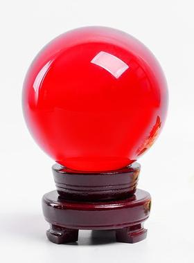 高档红水晶球摆件 招财鸿运当头开业乔迁家居装饰品客厅摆件礼物