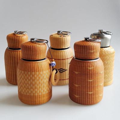 竹丝扣瓷茶具瓷胎竹编保温杯可携式水壶304不锈钢水杯特色手工茶