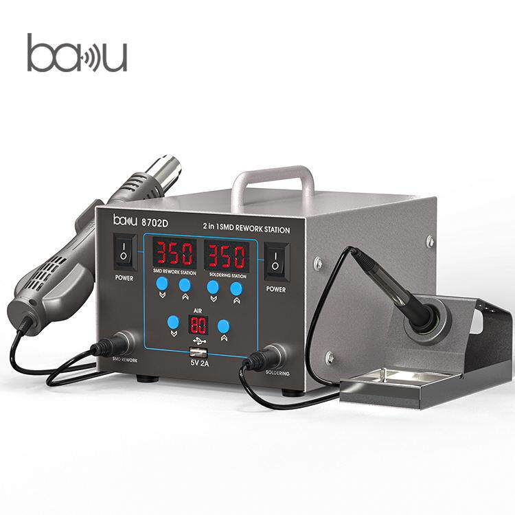 巴酷BA-8702D双数显热风枪电烙铁二合一拆焊台手机电焊台维修工具