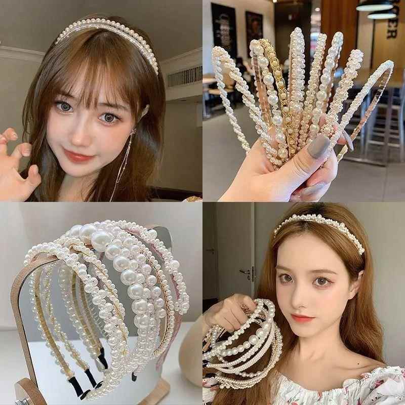 New Women Fashion Hair Hoop Simple Pearl Hairband Non-Slip